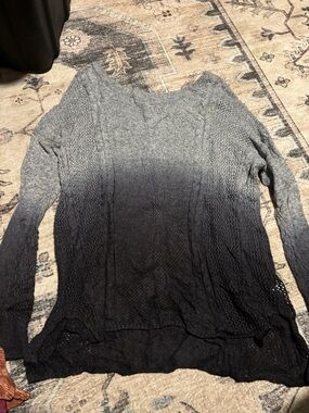 American Eagle Outfitters Gray-to-Black Ombre Crewneck Sweater